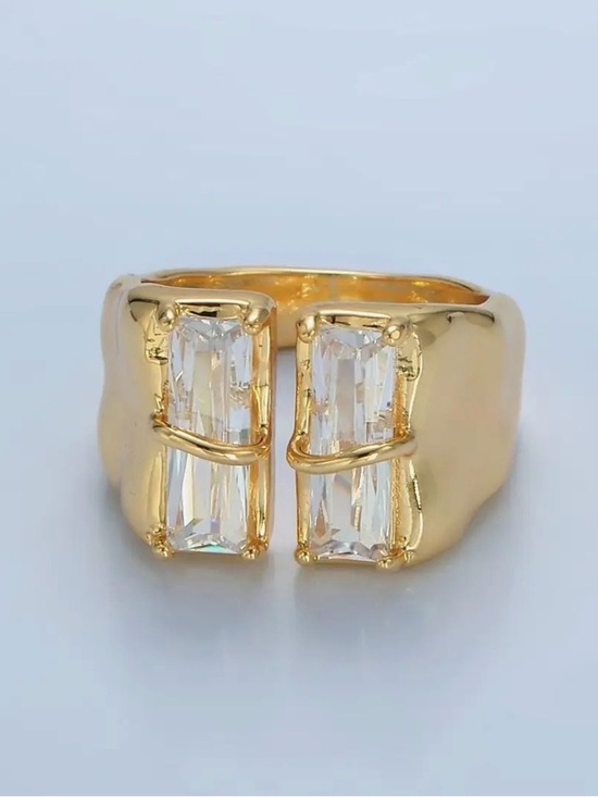 Jewelry - 24K Gold Filled Double Baguette Cz
Signet Wrap Ring